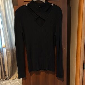 Rock & Republic Black Ribbed Turtleneck Sweater